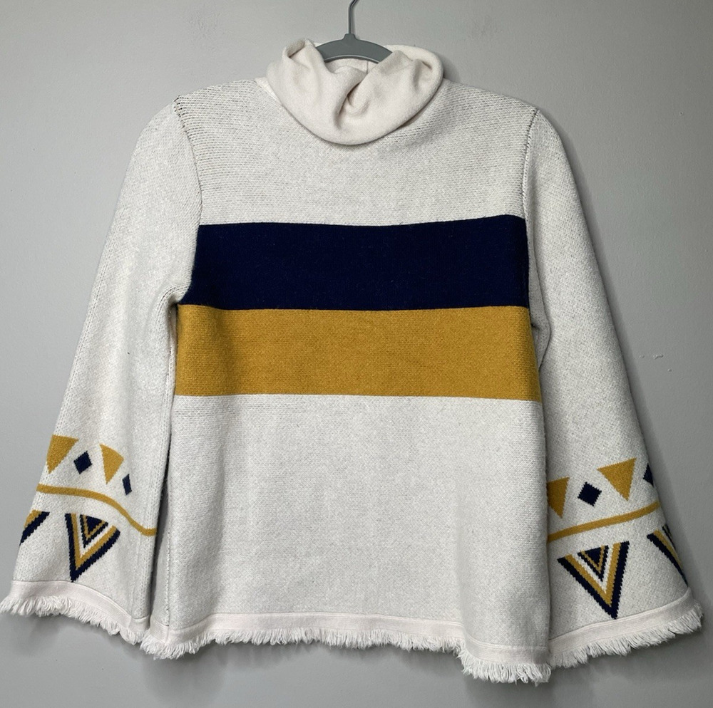 Women Within Sweater Womens M Ivory Navy